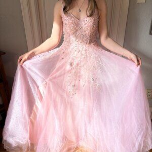 Pink Beaded Prom Dress